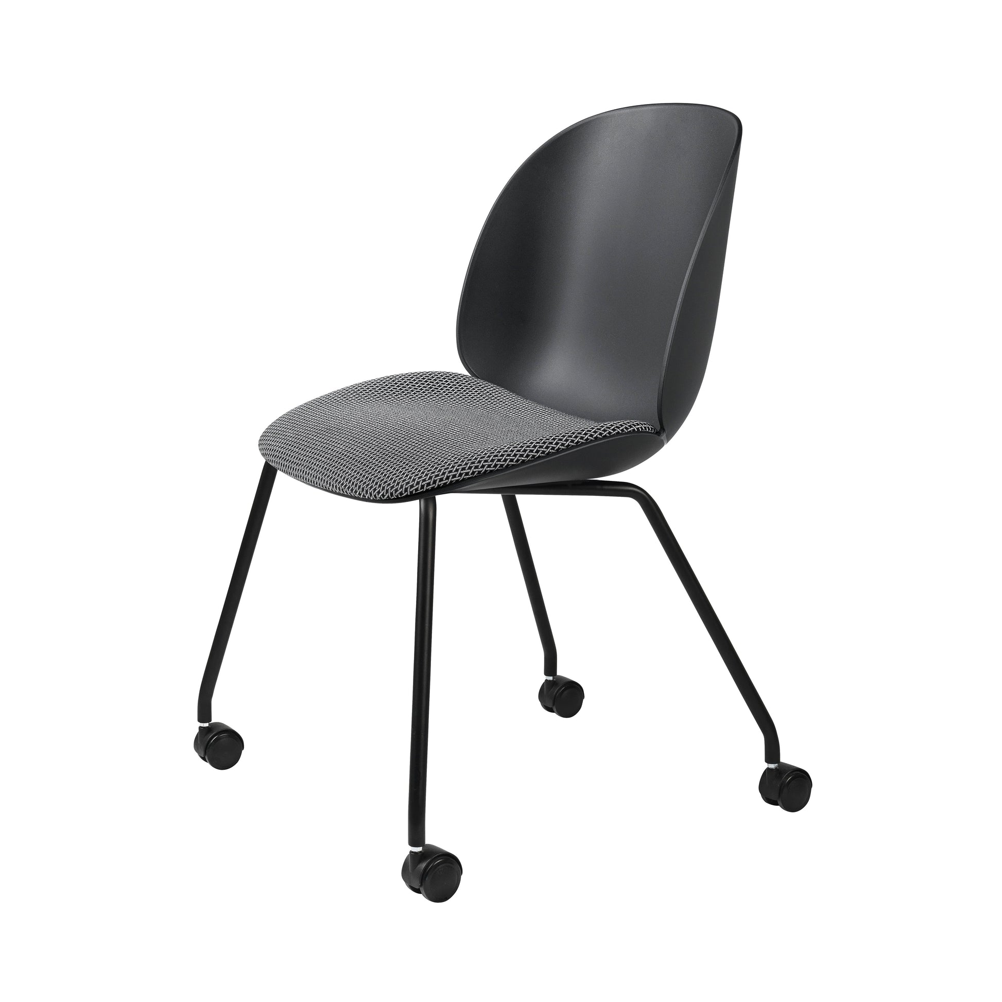 Beetle Meeting Chair: 4 Legs with Castors + Seat Upholstery + Black