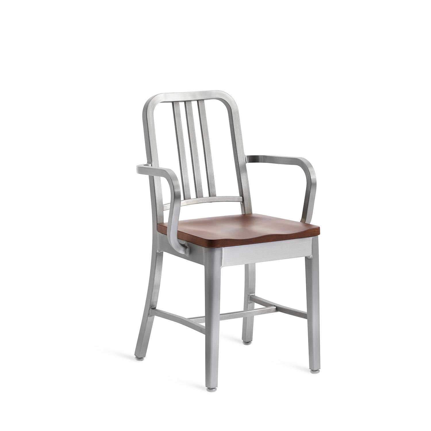 1104 Navy Armchair With Wood Seat