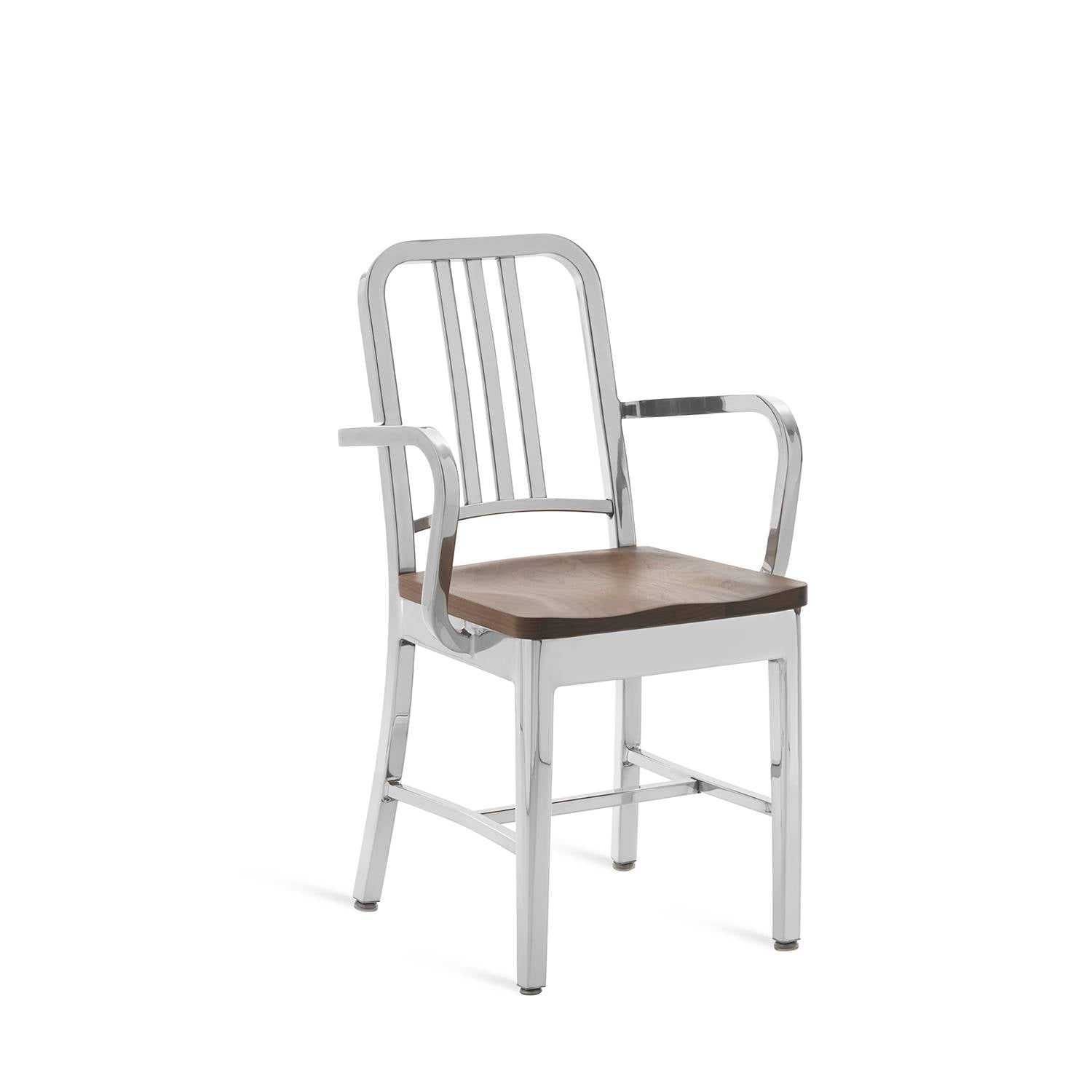 1104 Navy Armchair With Wood Seat