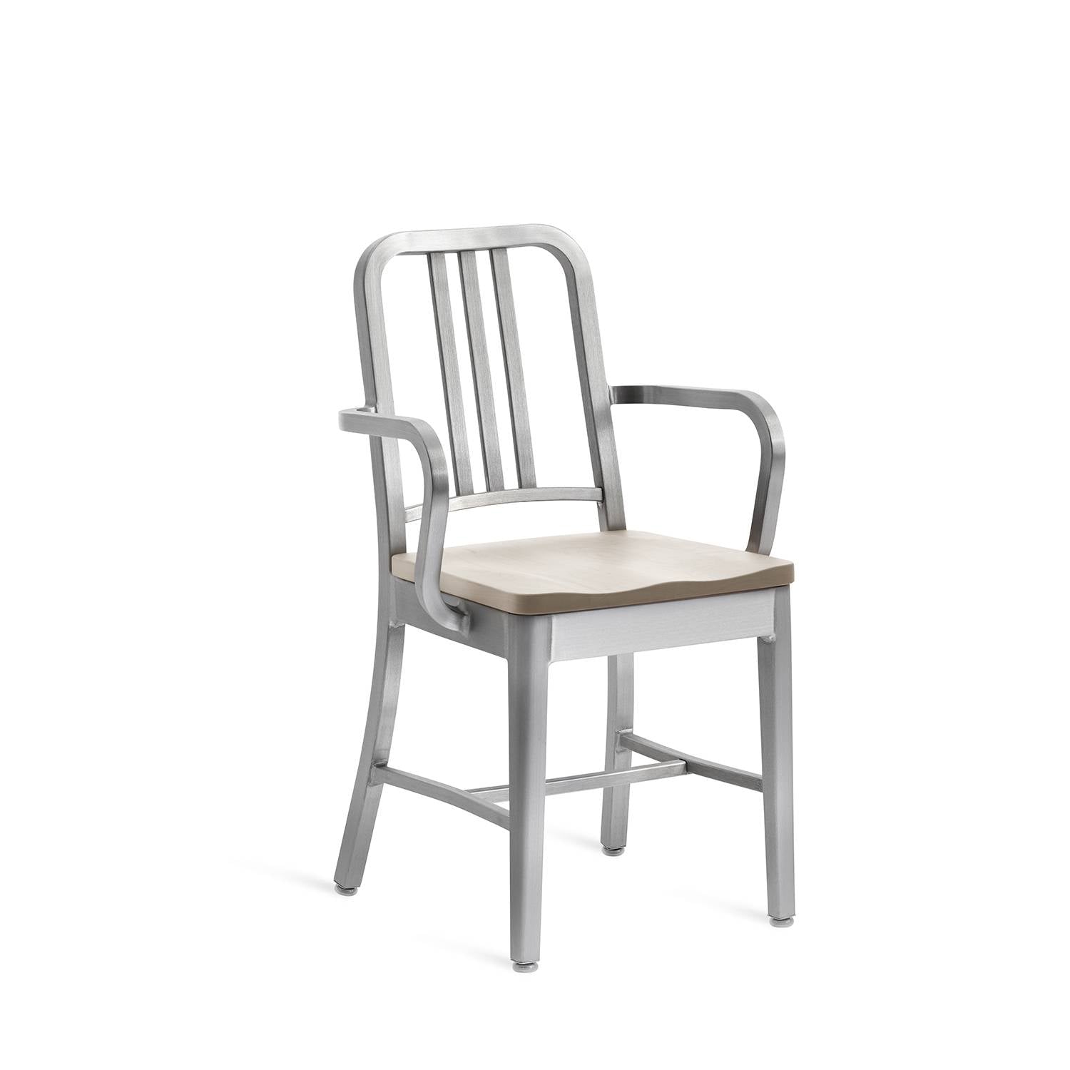 1104 Navy Armchair With Wood Seat
