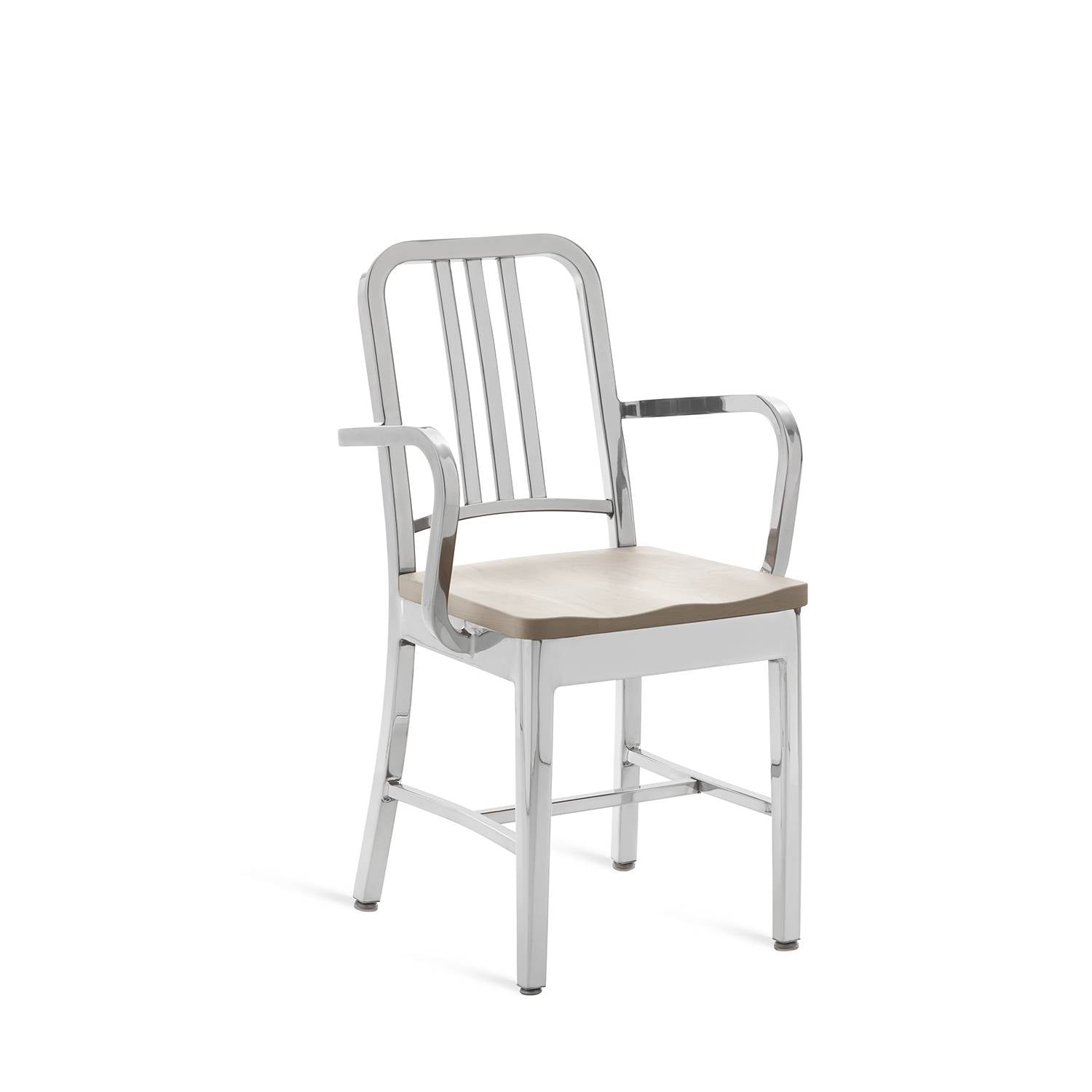 1104 Navy Armchair With Wood Seat
