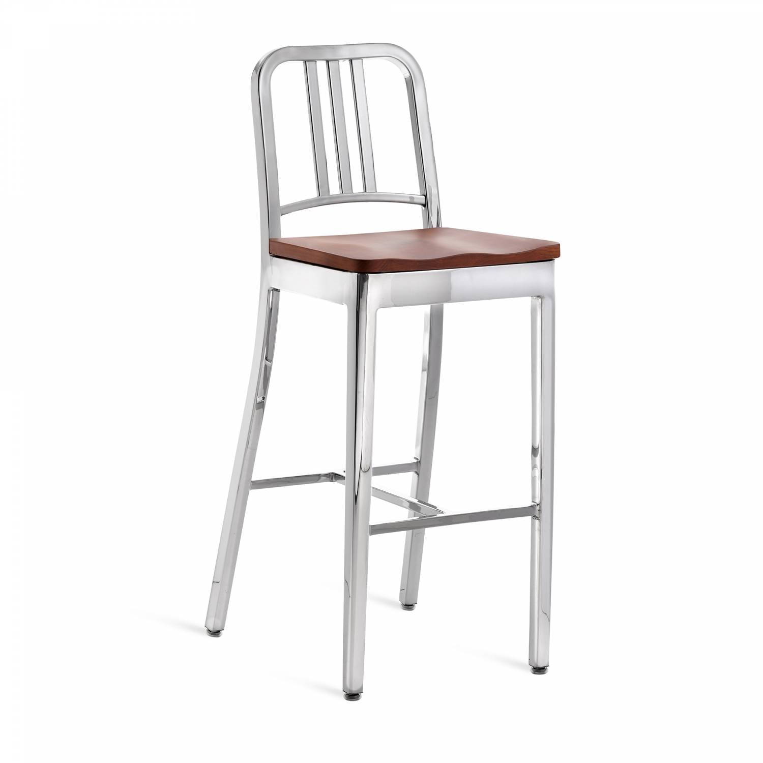 1104 Navy Barstool With Wood Seat
