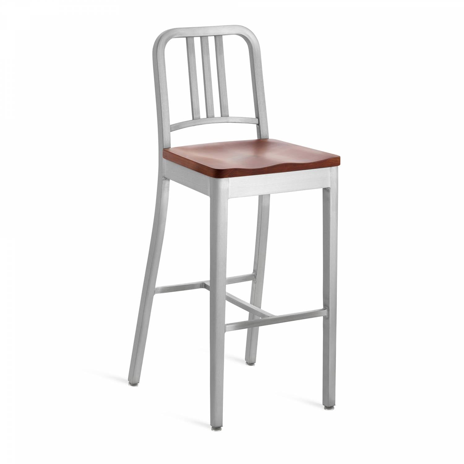 1104 Navy Barstool With Wood Seat
