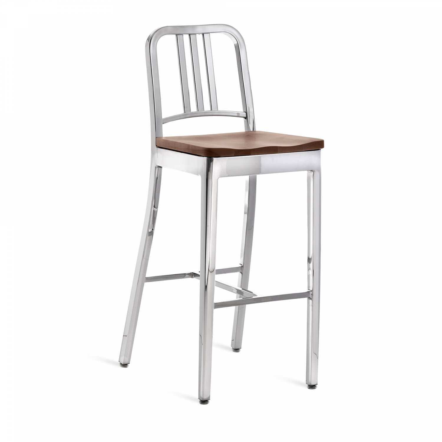 1104 Navy Barstool With Wood Seat