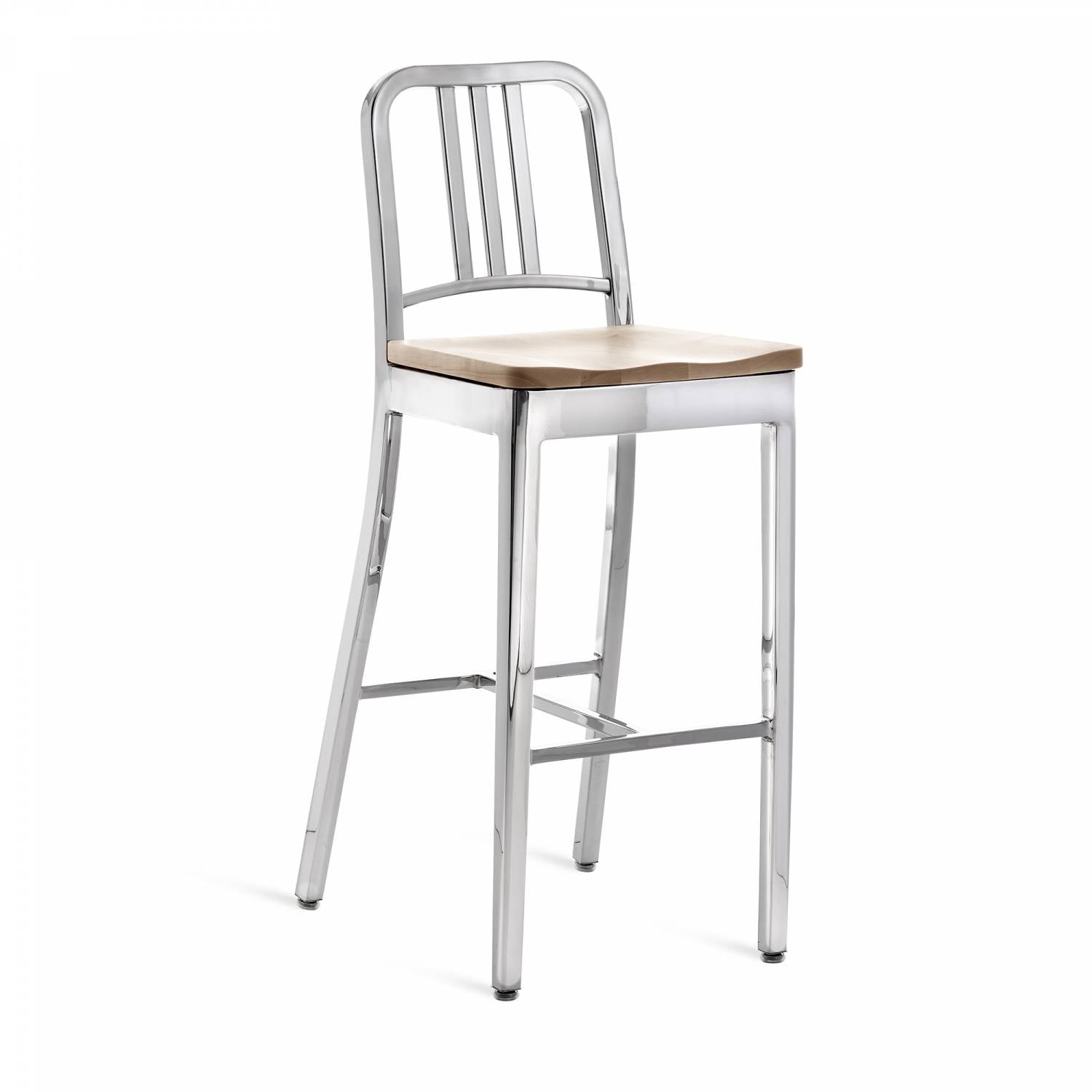 1104 Navy Barstool With Wood Seat