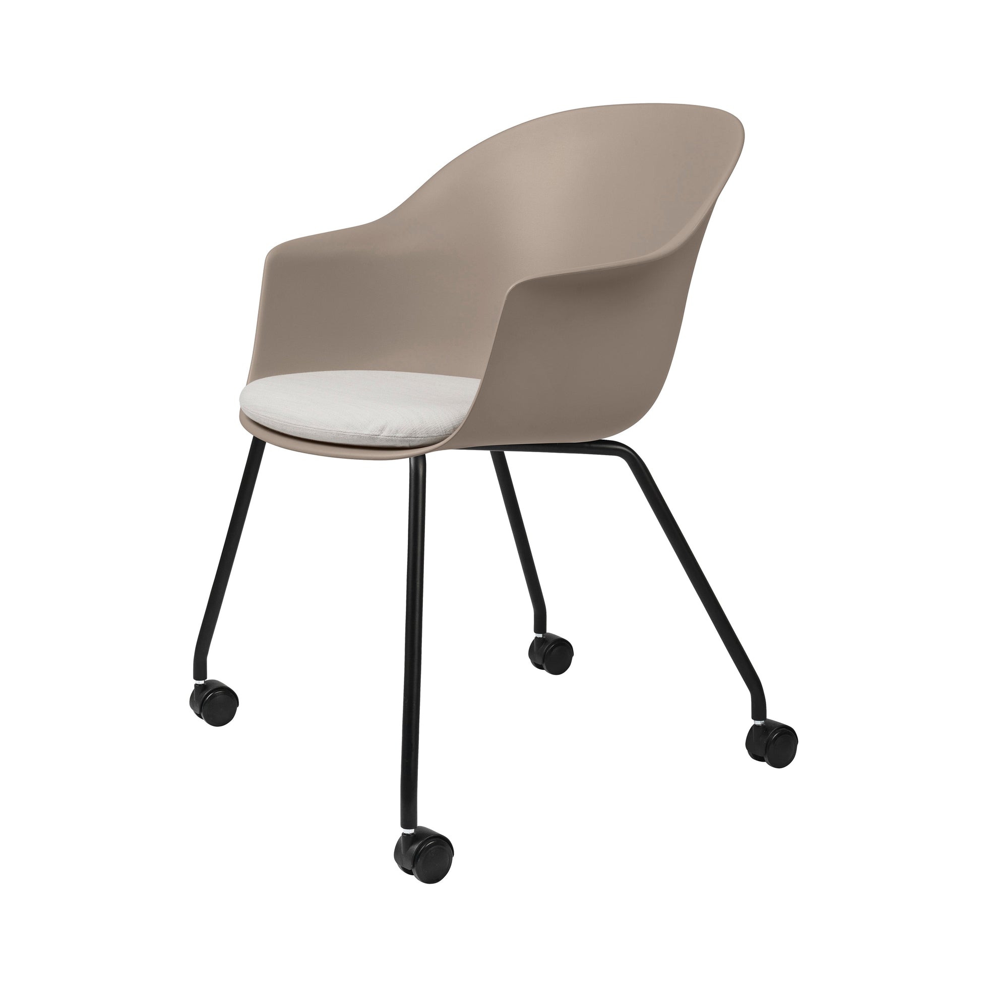 Bat Meeting Chair: 4 Legs with Castors + Cushion + New Beige