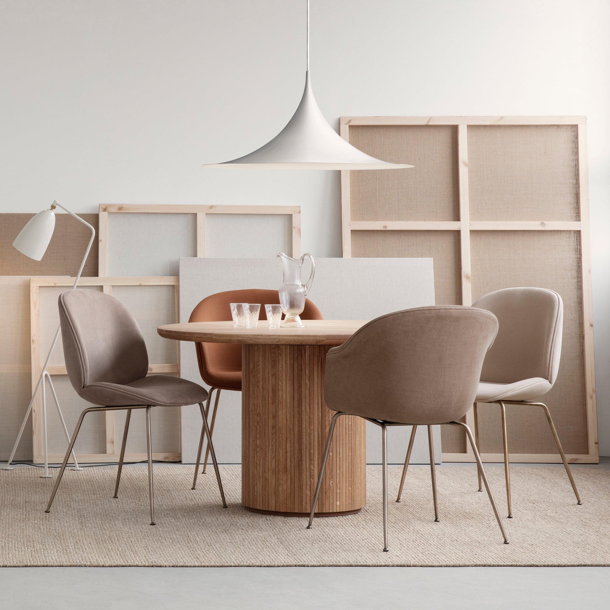 Bat Dining Chair: Conic Base + Fully Upholstered
