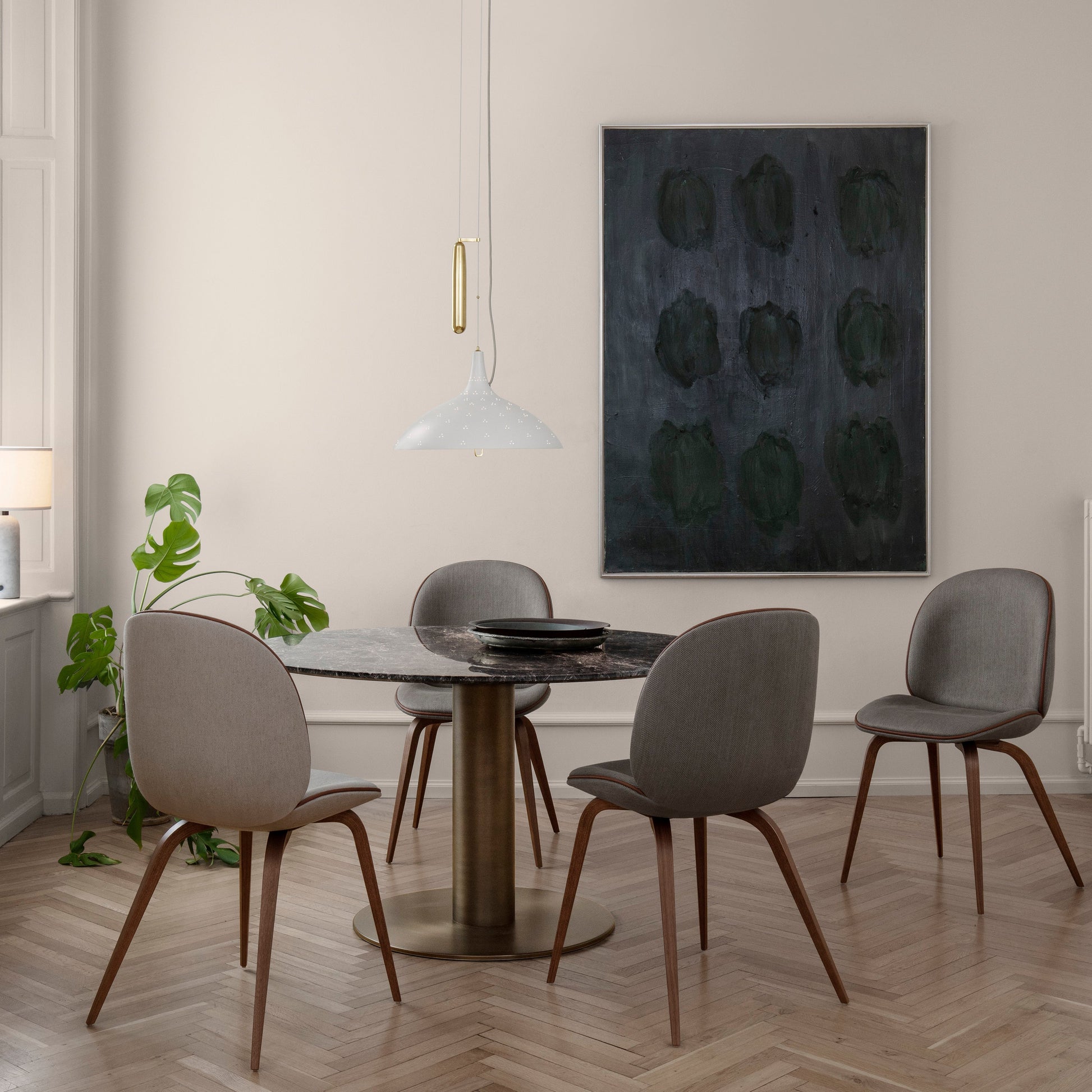 Beetle Dining Chair: Wood Base + Full Upholstery
