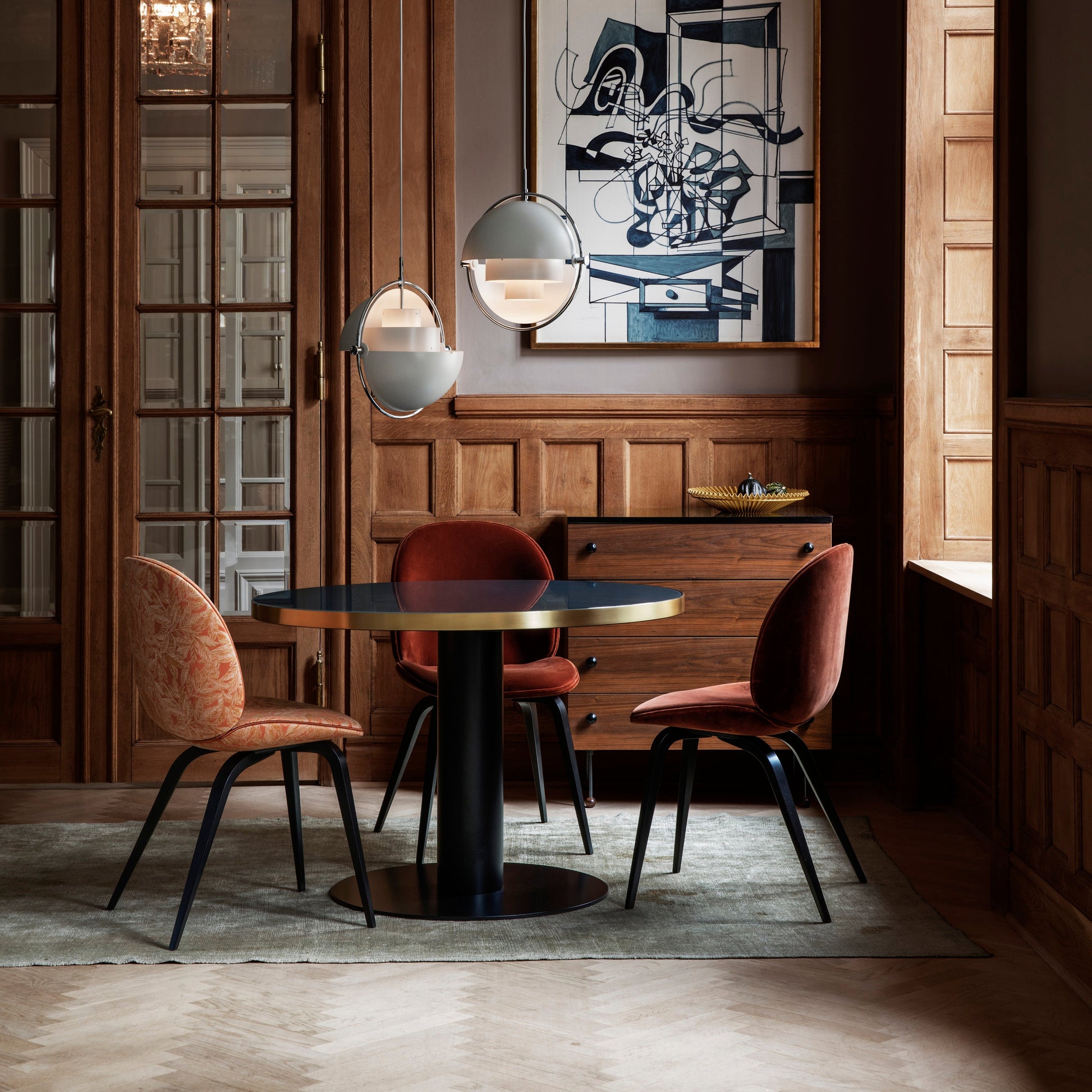 Beetle Dining Chair: Wood Base + Full Upholstery