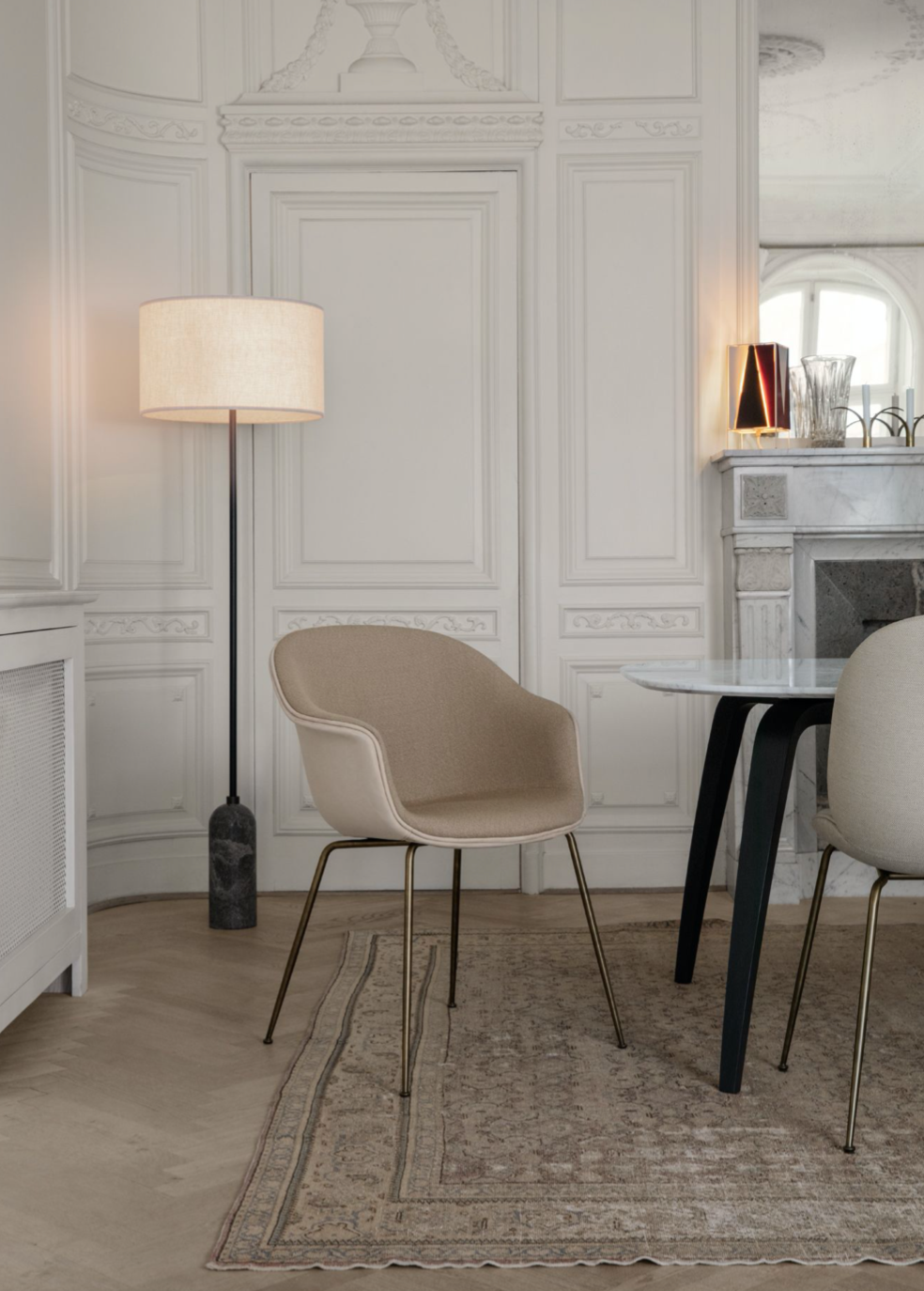 Bat Dining Armchair, Fully Upholstered - Black Stained Beech Base