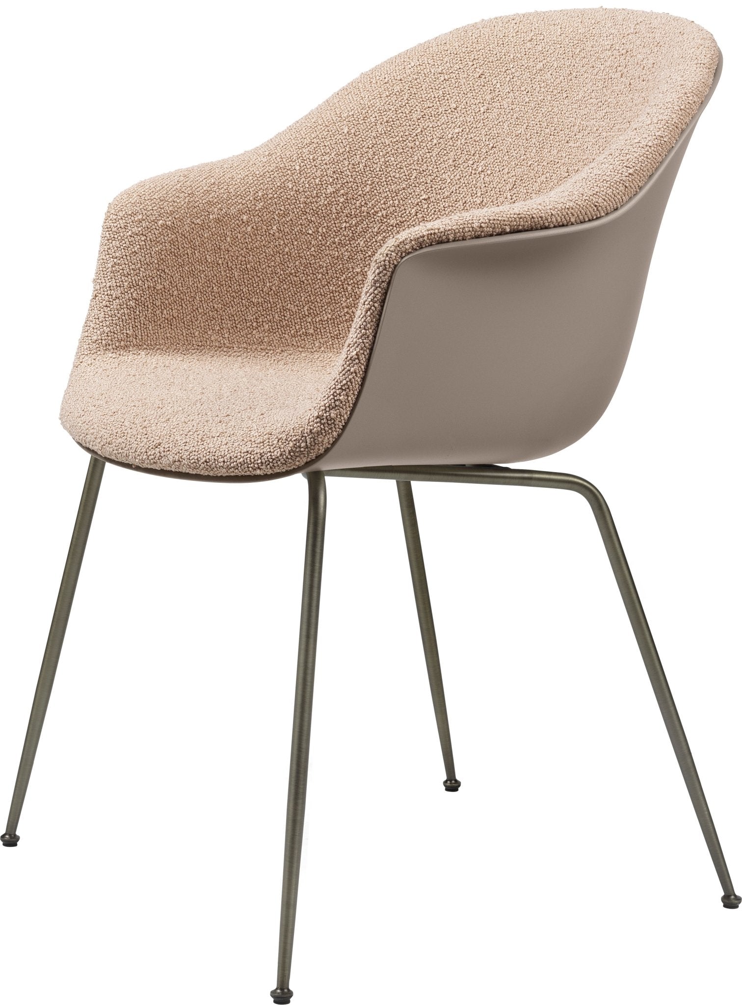 Bat Dining Armchair, Front Upholstered - Antique Brass Base