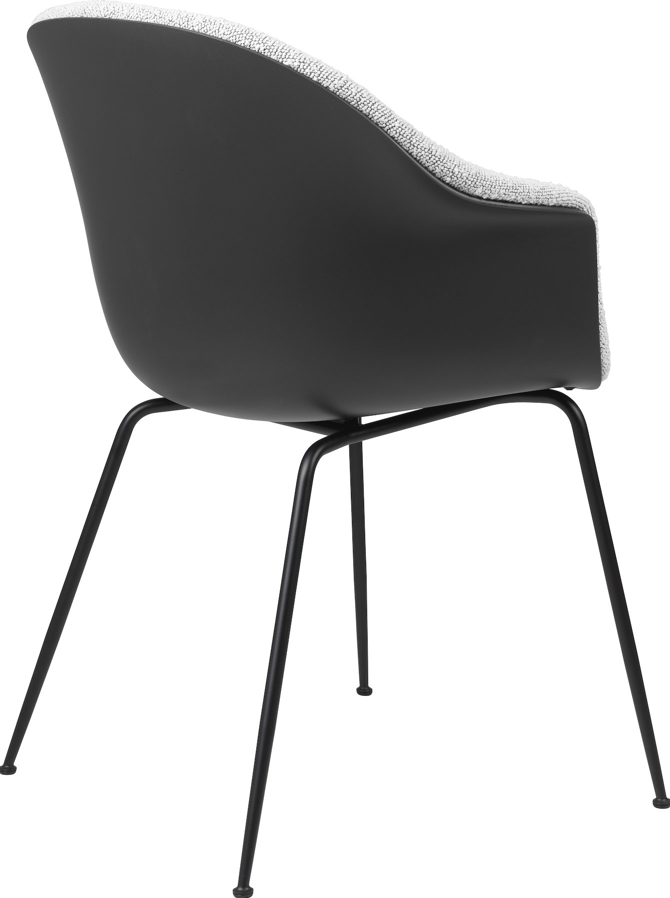 Bat Dining Armchair, Front Upholstered - Black Matte Base