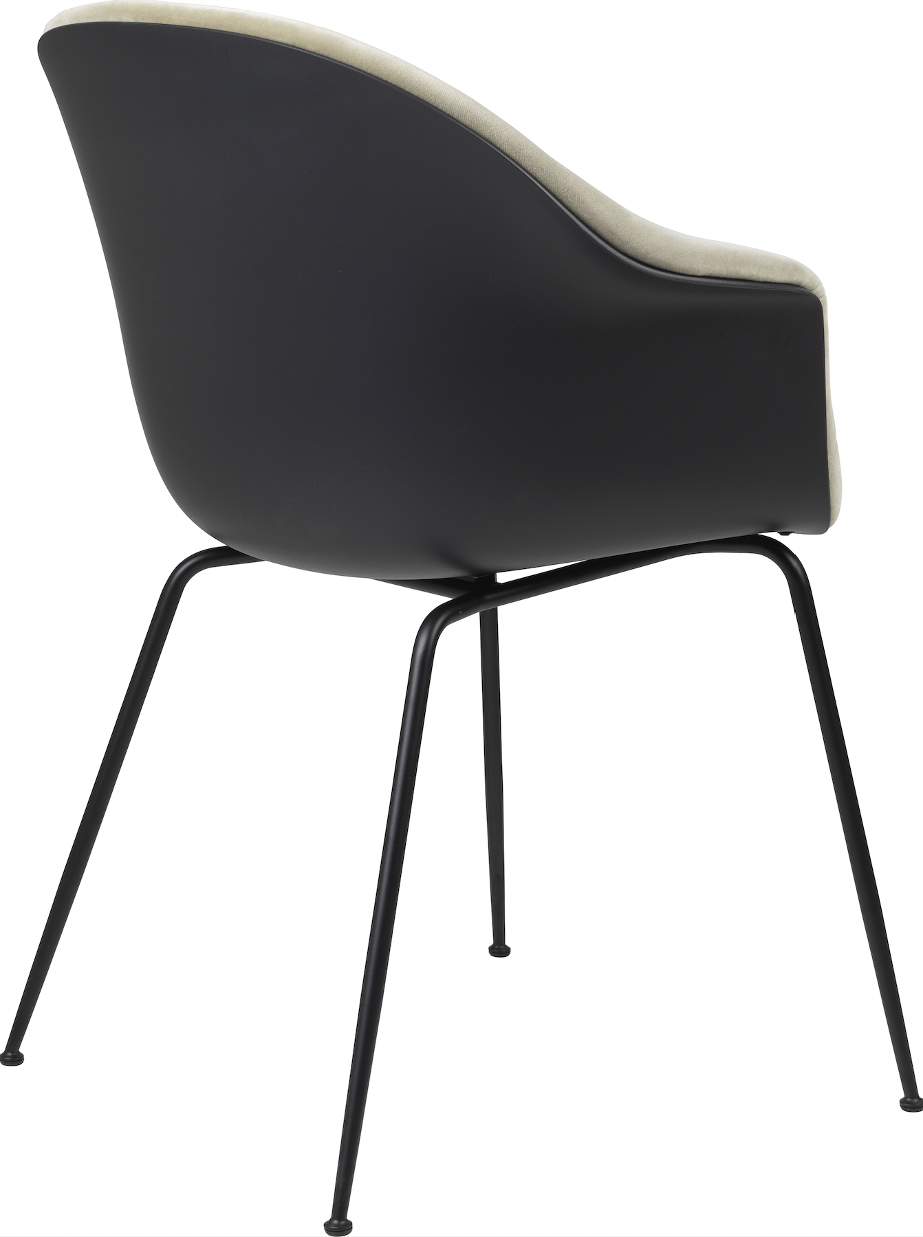 Bat Dining Armchair, Front Upholstered - Black Matte Base