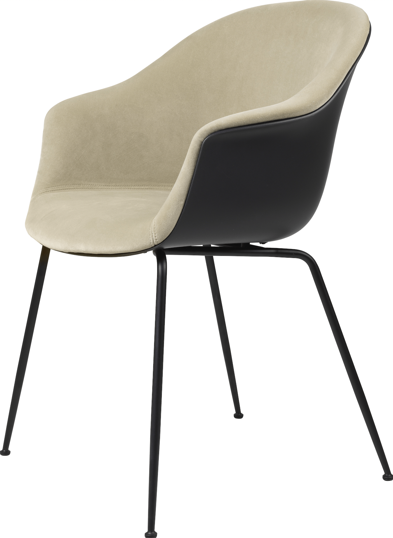 Bat Dining Armchair, Front Upholstered - Black Matte Base