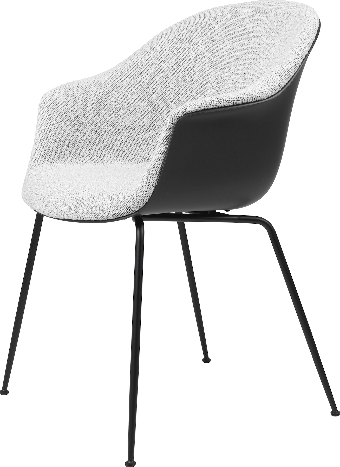 Bat Dining Armchair, Front Upholstered - Black Matte Base