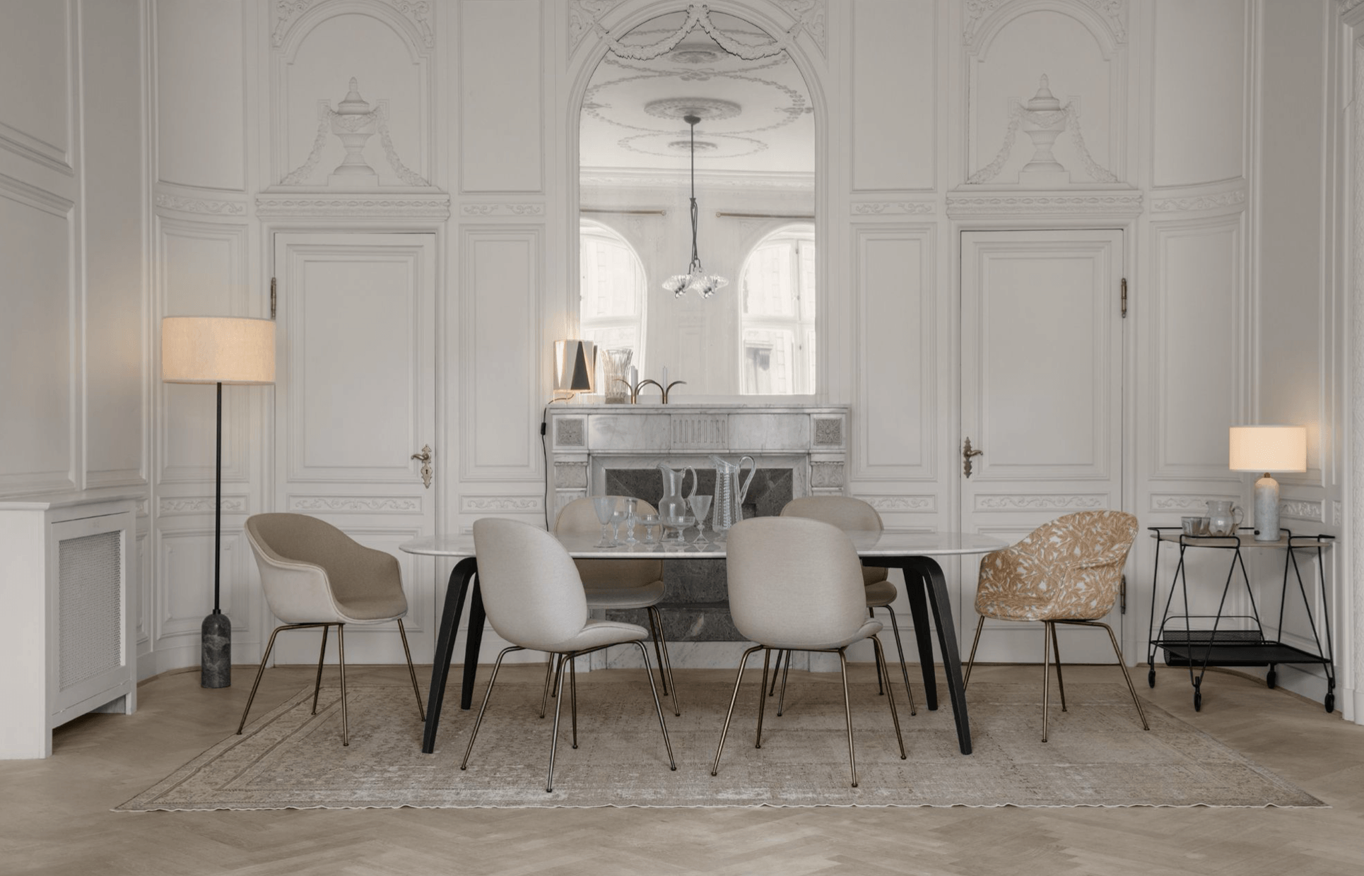 Bat Dining Armchair, Front Upholstered - Black Stained Beech