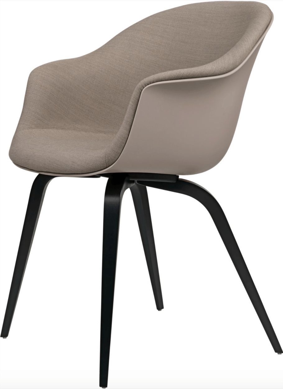 Bat Dining Armchair, Front Upholstered - Black Stained Beech