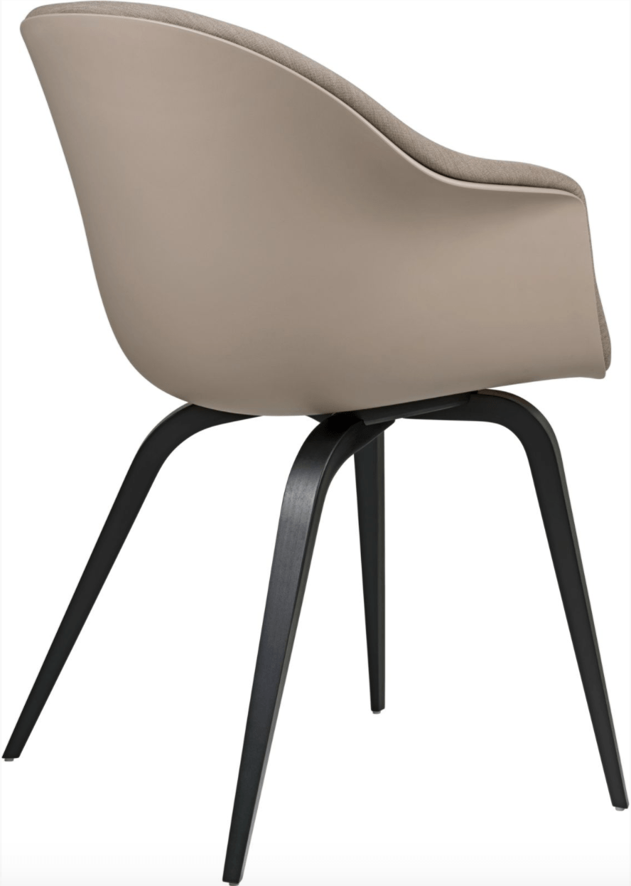 Bat Dining Armchair, Front Upholstered - Black Stained Beech