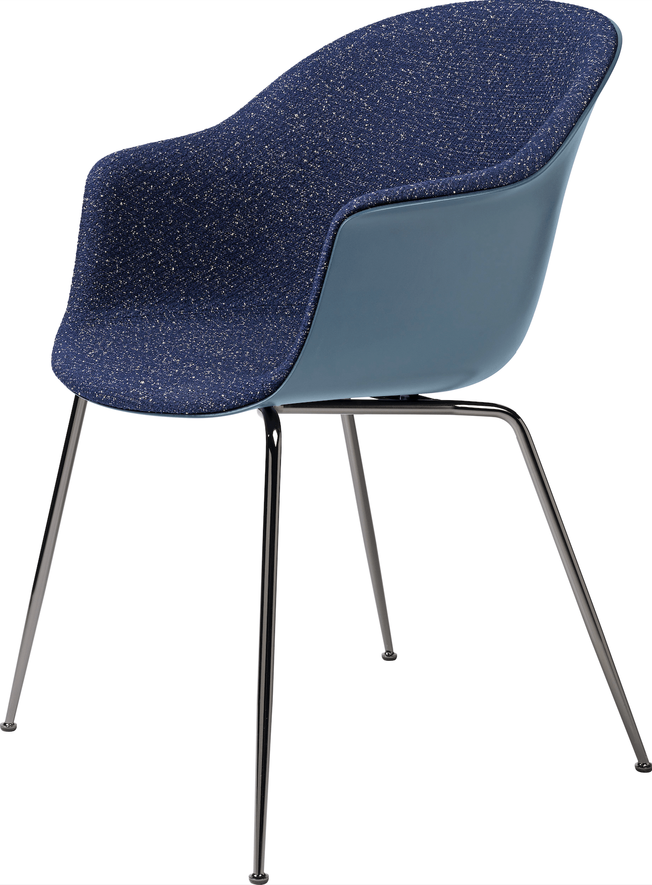 Bat Dining Armchair, Front Upholstered - Chrome Base