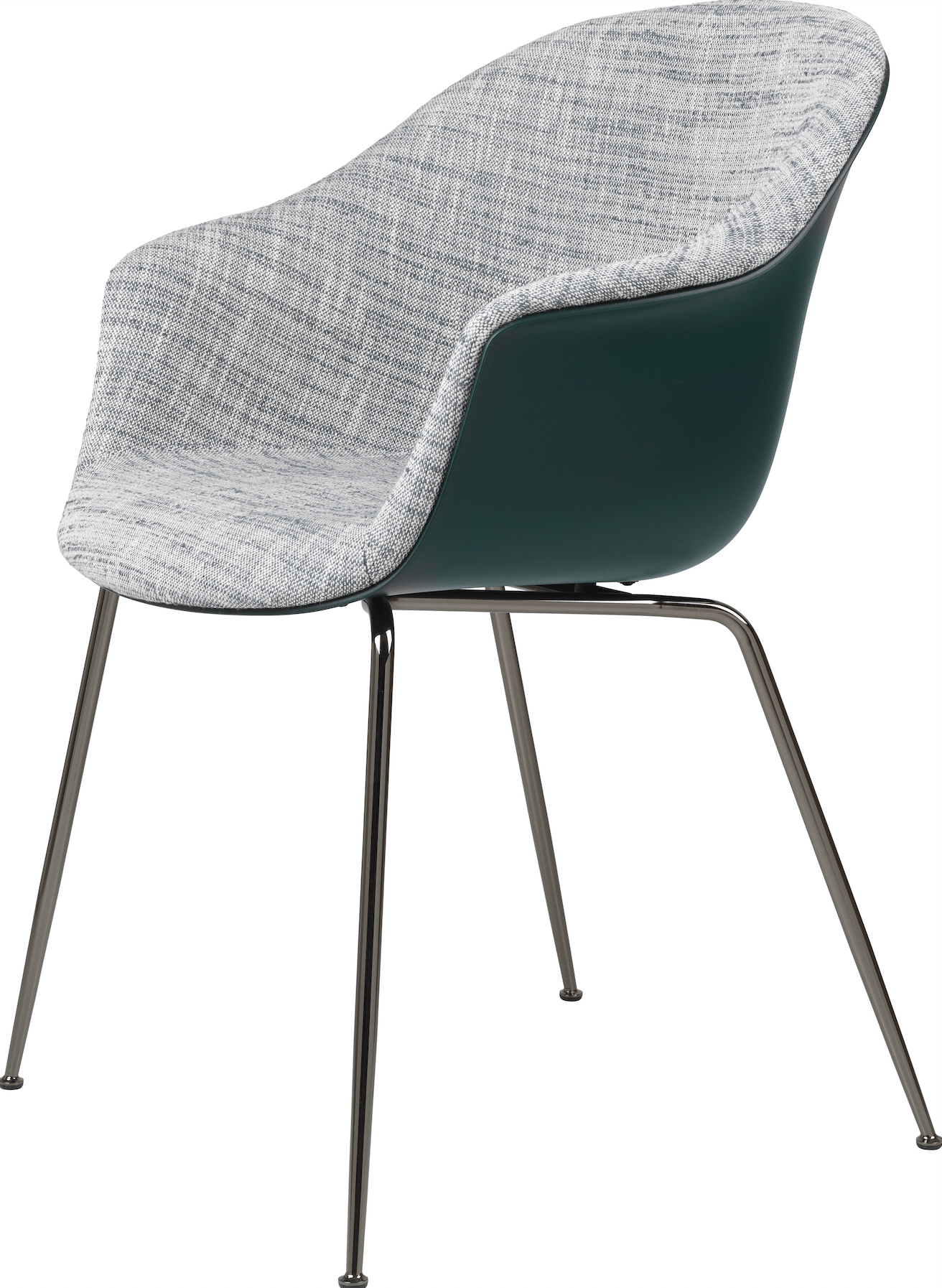 Bat Dining Armchair, Front Upholstered - Chrome Base