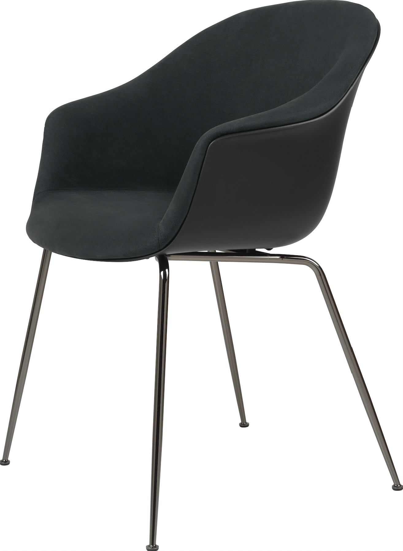Bat Dining Armchair, Front Upholstered - Chrome Base