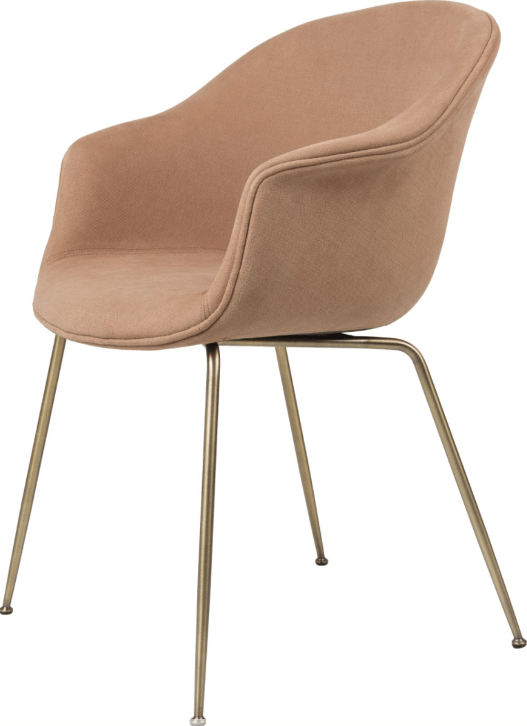 Bat Dining Armchair, Fully Upholstered - Antique Brass Base