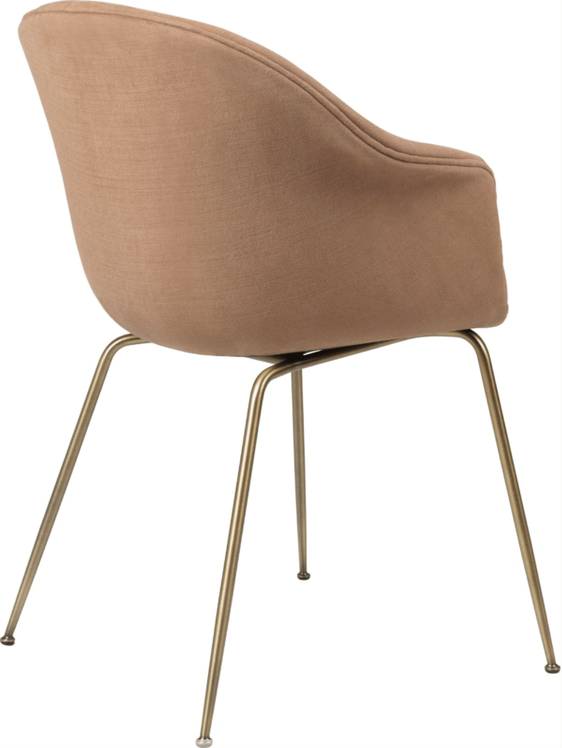 Bat Dining Armchair, Fully Upholstered - Antique Brass Base