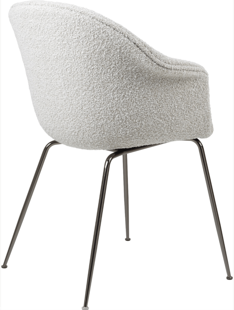 Bat Dining Armchair, Fully Upholstered - Black Chrome Base