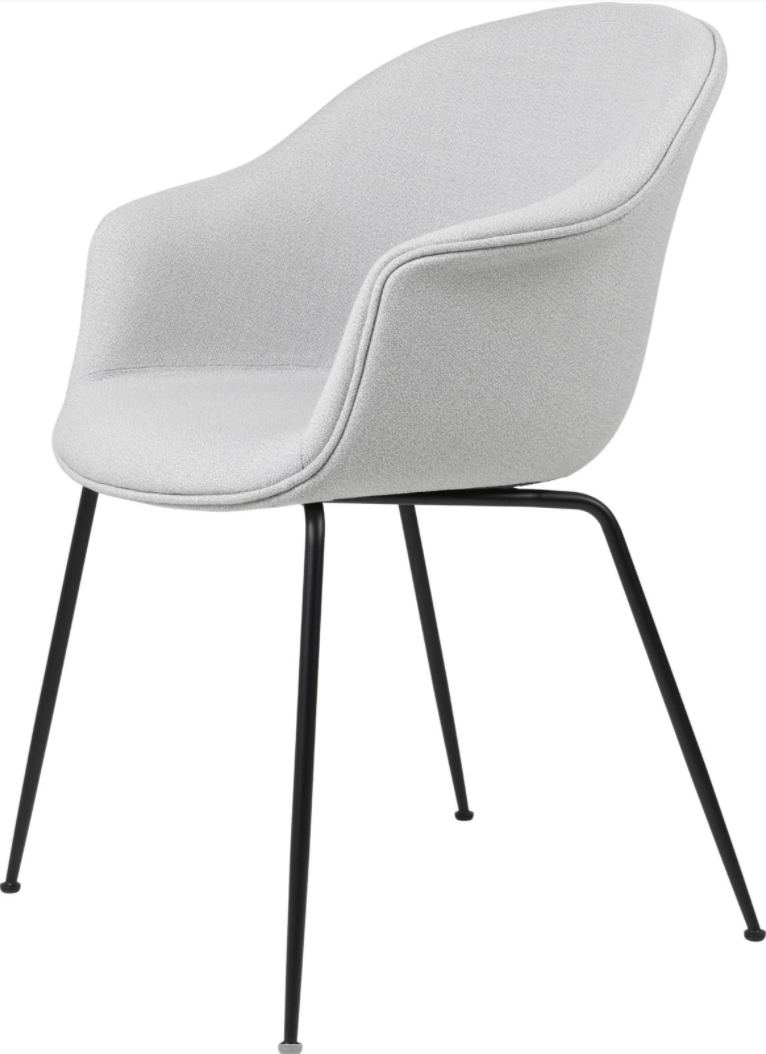 Bat Dining Armchair, Fully Upholstered - Black Matte Base