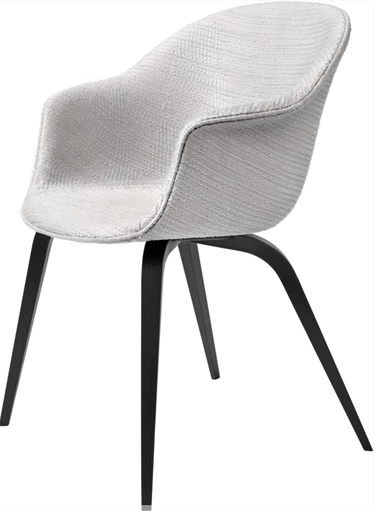 Bat Dining Armchair, Fully Upholstered - Black Stained Beech Base