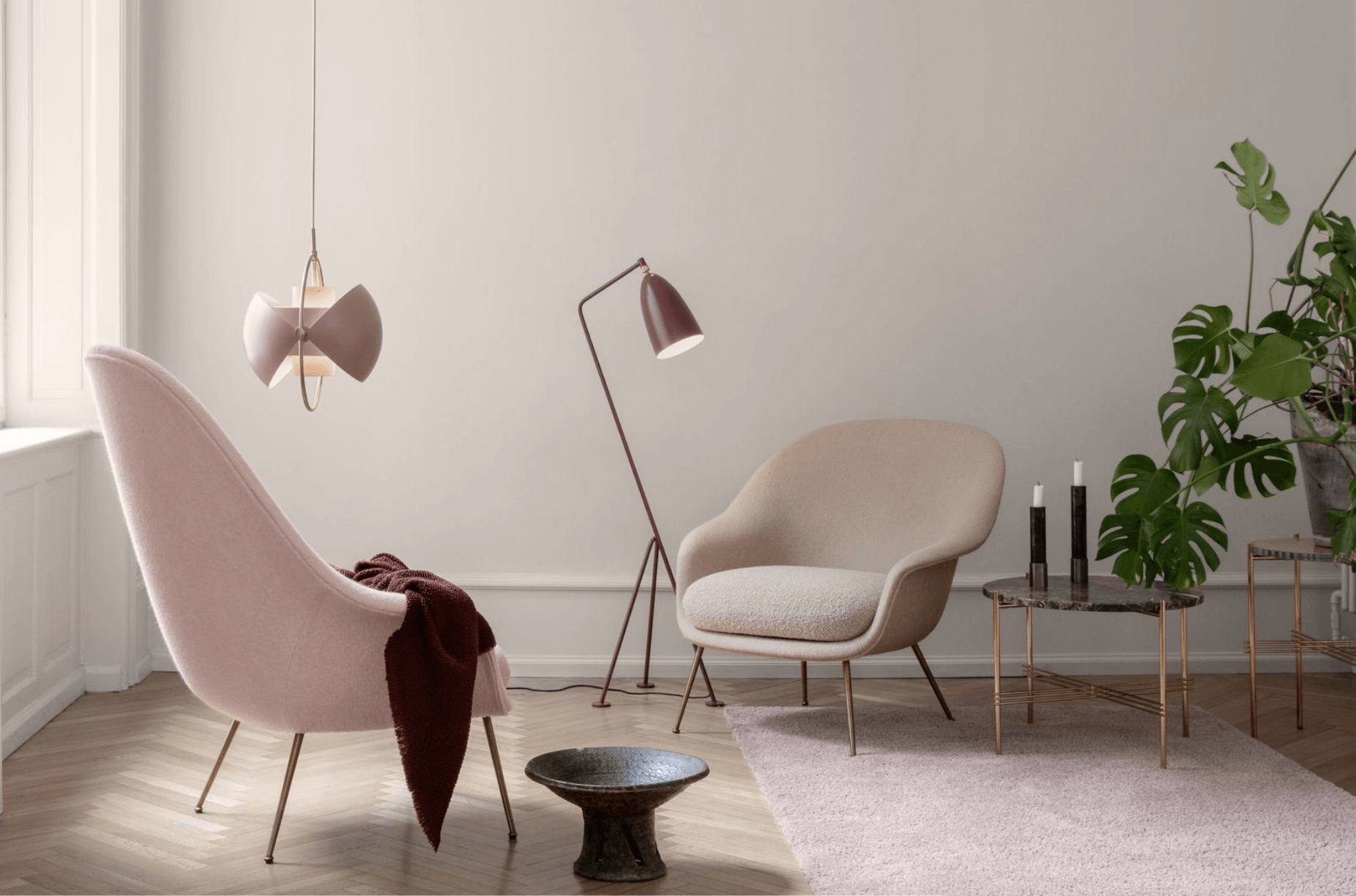 Bat Lounge Chair w/ High Back - Matte Brass